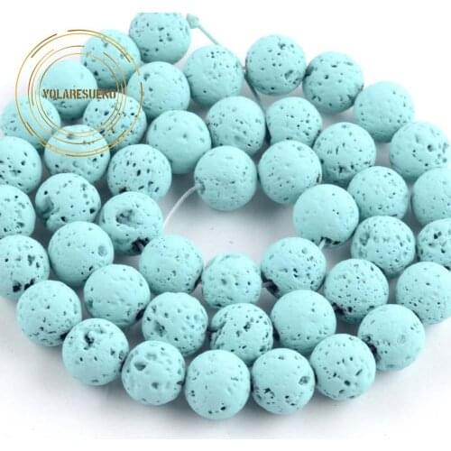 Natural Stone Lake Blue Lava Hematite Volcanic Stone Beads Round Loose Spacer Beads For Jewelry Making DIY Bracelet 4/6/8/10mm