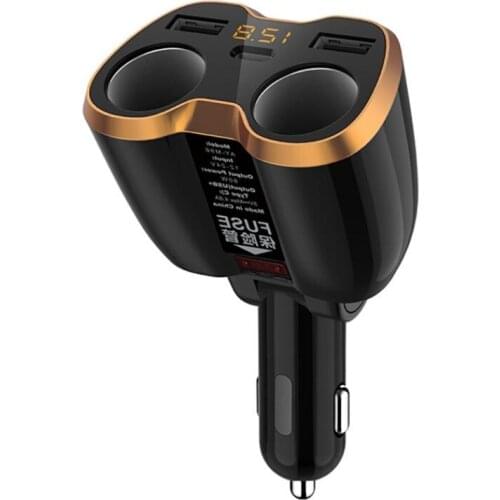 New USB Car Charger Cigarette Lighter Splitter Adapter 2 Socket Type C 4.8A Multi Power Outlet Car Accessories