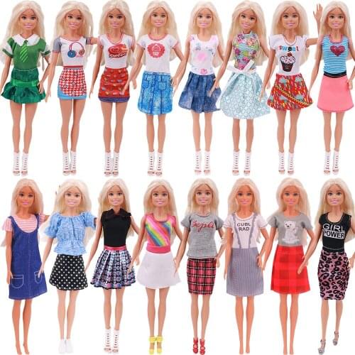 Barbies Clothes Mini Slim Skirt,Daily Casual Wear Bodysuit For 11.8Inch American Doll Clothes Cute Dress Generation Birthday Toy