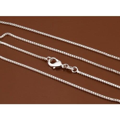 RINYIN Factory Wholesale 10PCS/Lot Plated 925 Sterling Silver Necklace Fashion Jewelry 1.4mm Width Box Chain 16" - 24"