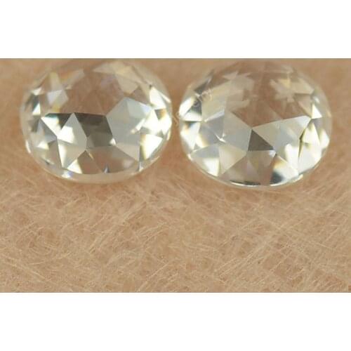 Sale 2~8mm Round Shape Flat Bottom Back Rose Cut White Color Synthetic Cubic Zirconia Stone Loose CZ Gems For Jewelry