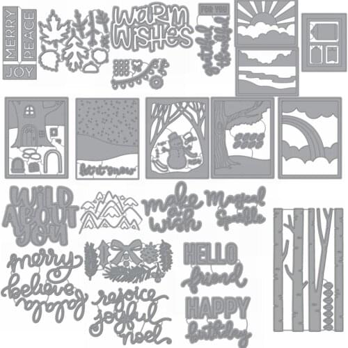 Christmas Series Winter Square Scene Words Warm Wishes Sunrise Craft Card Album Making Scrapbooking Decor Die Cut Hot Sell 2019