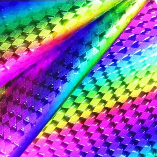 10 yards*137cm roll Laser rainbow pu leather fabric holographic artificial leather matte leather wholesale