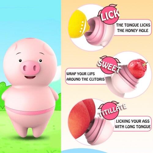 Cute Pig Tongue Licking Vibrator Sex Toys for Woman 6 Modes Nipple Massager Clitoris Stimulator Female Masturbator