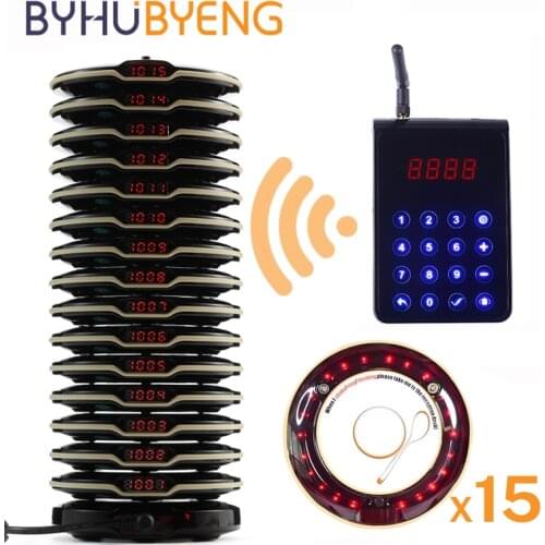 BYHUBYENG 15pcs Restaurant Coaster Pagers Waitress CE FCC FM Buzzer Calling System Customer For Hookah