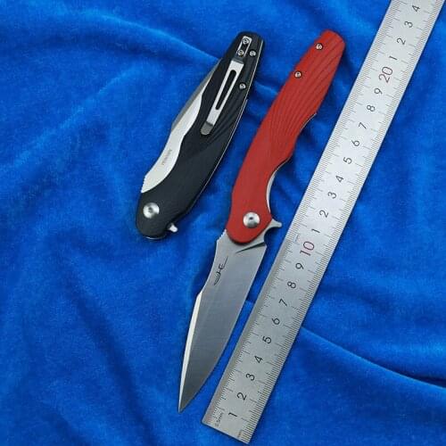 YESKNIFE Flipper Folding Knife 9Cr18Mov Steel Blade G10 + Steel Handle Camping Outdoor Survival Kitchen Fruit Knife EDC Tool
