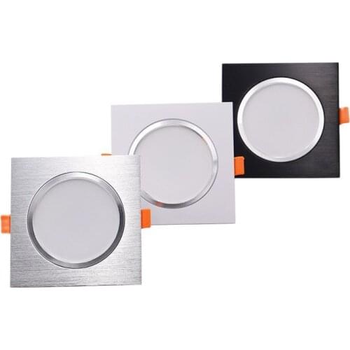 LED Downlights 3W5W7W9W12W AC85-265V Square Silver Black White LED Ceiling Lamp Down Light for Kitchen Home Indoor Lighting