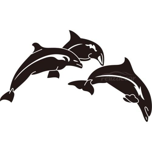 Three Cute Little Dolphins Are Performing Vinyl Car Stickers For Car Body Rear windshield Window Design Art Decals ZP0385