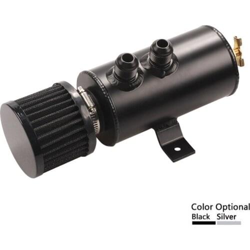 Univeral 2x AN10 Black Aluminium Car Baffled Engine Oil Catch Can 750ml with Twin Port Breather Filter Kit Fuel Tank Cans