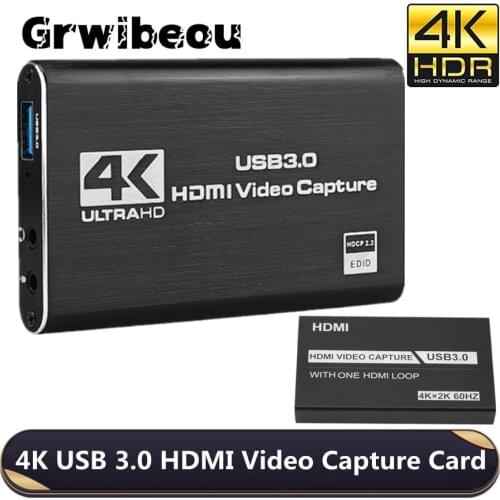 USB 3.0 HDMI-Compatible Video Capture Card 4K 1080P for Game Recording Plate Live Streaming Box USB 3.0 Grabber for PS4 Camera