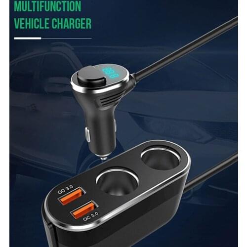 UTBVO 132W 2-Socket Cigarette Lighter Splitter Power Adapter DC Outlet Car Charger with Dual QC3.0 USB for Mobile Phone GPS