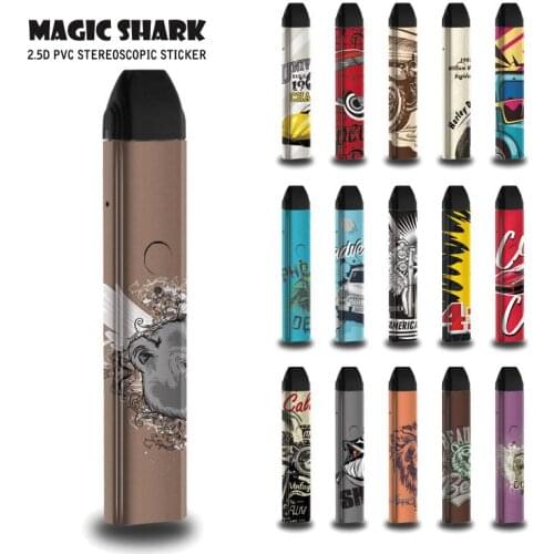 Magic Shark 2.5D PVC No Fade Motorcycle Lion Bear Vintage Car Cool Cover Sticker Case Wrap Film for Uwell Caliburn