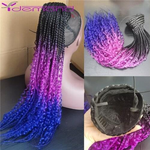 Y Demand Chip-in Hair Extensions Long Curly Ponytail With Box Braids 24Inch Synthetic Fake Hair With Drawstring Pony Tail