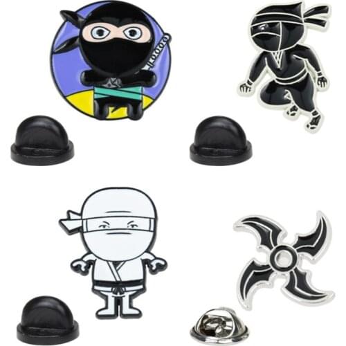 Japanese Popular Cartoon Anime Ninja Image Metal Drip Brooch Black Mask People Children Decoration Badge Accessories