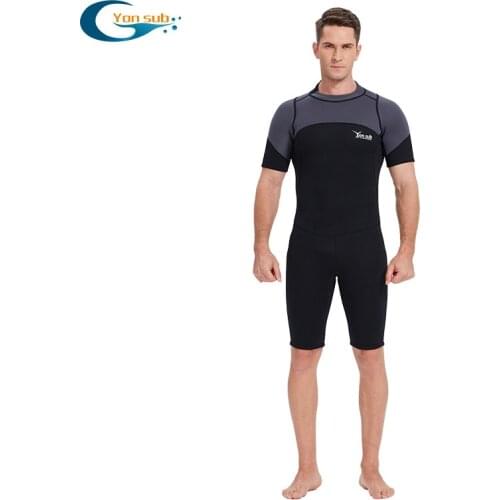 Yonsub 3mm neoprene Wetsuit Men short sleeve Scuba diving suit Surfing Sunproof one piece set Snorkeling spearfishing swimsuit