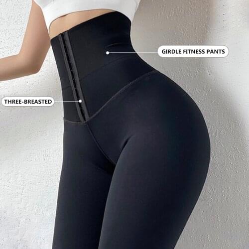 Woman Fitness Pants External Wear Breasted Yoga Trousers Tall Loin Tight Pants Push Ups Hig Waist Trousers Shaping Breathable