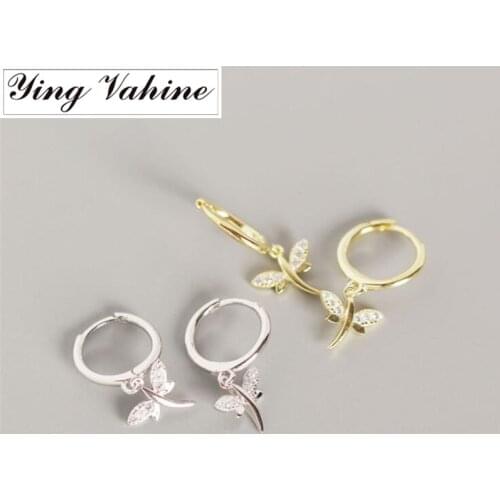 Ying Vahine 100% 925 Sterling Silver Insect Dragonfly Pendant Stud Earrings for Women