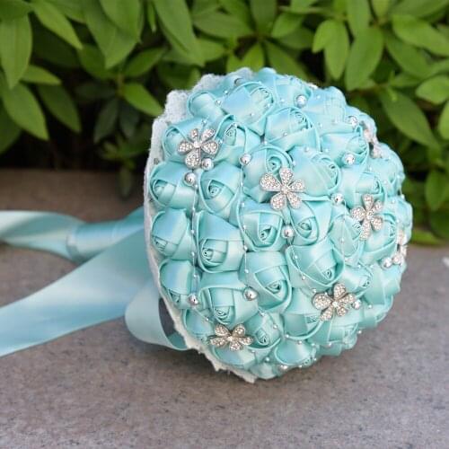 1Pc/lot blue Wedding Bouquets Hand made Flower Rhinestone Crystal Bridal Wedding Bouquet for wedding party