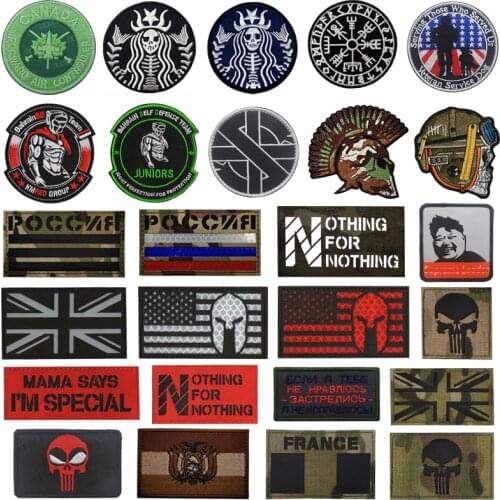 1 Pc 3D Embroidery Hook Seal Team Trident Cat Head Infrared Chapter Magic Armband Tactical Military Patch Backpack Hat Applique