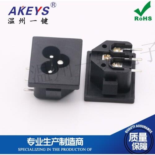 10pcs AC-033A Plum socket AC power socket Socket three core 3 feet Side plug without ground wire