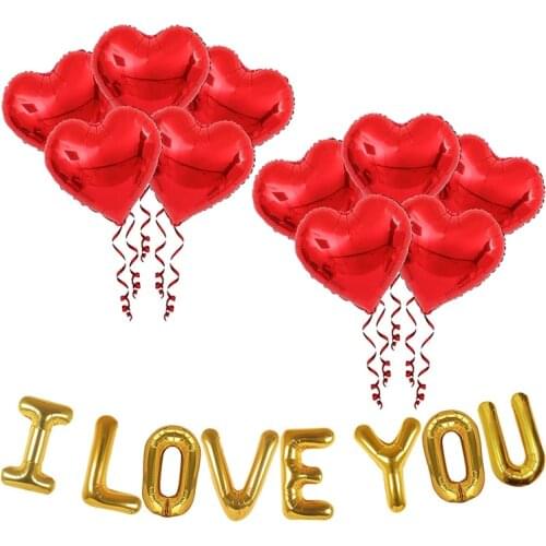 18Pcs I Love You Foil Balloons and Heart Foil Balloons Kit Mothers Day Decorations for Party Gifts Wedding Decors