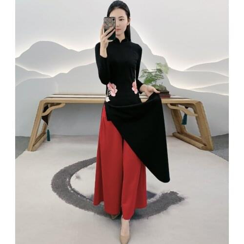 2021 aodai vietnam qipao set for women traditional clothing ao dai chinese top+pants oriental dress women elegant party dress