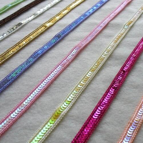 25Meters 24colors Available Sequins Lace Trim Lace Ribbon Accessory Decoration Handmade Material 1cm LC0126