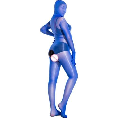 Women 8D 912 Needle Shiny Transparent Pantyhose Thin Breathable Catsuit Fad Entire Baotou Five Fingers Sock Open Crotch Lingerie