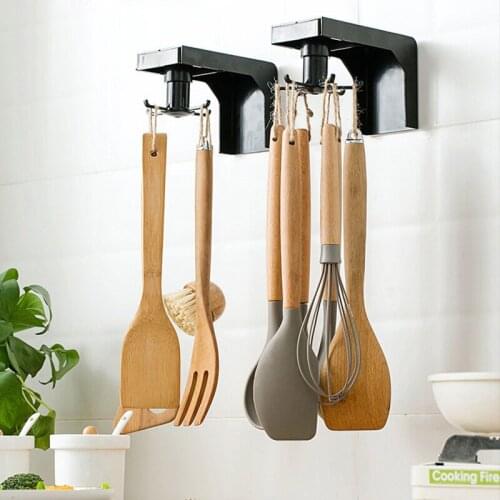 6 Hooks Kitchen 360 Rotating Hook Storage Rack Rotating Cooking Utensils Holder Hanging Cabinet Kitchen Tool Towel Spoon Pan