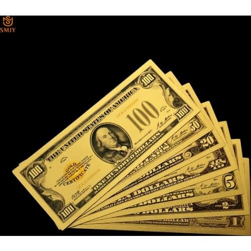 7Pcs/Lot 1928 US Gold Banknote Set 1.2.5.10.20.50.100 Dollar Bill Copy Original Money Paper Money Collection