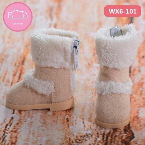 Adollya BJD Accessories Doll Shoes Khaki Zipper Short Boots For Dolls Toys For Girl DIY Mini Warm Plush Shoes For 1/6 Bjd SD 5cm