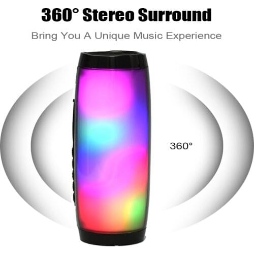 Wireless Bluetooth Speaker Portable BoomBox Outdoor Bass TF LED Light HIFI Subwoofer with Mic Support FM Radio USB Music Player