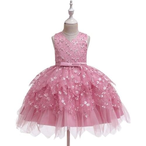 Kids Girl Dress Party Wedding Flower Design Sleeveless Children Pageant Robes Formal Baby Princess Dresses
