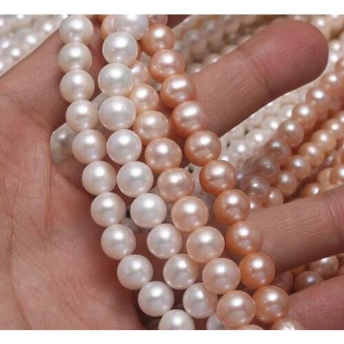 Jewelry Natural freshwater pearl 8-9mm slight flaw and round Loose beads necklace bracelet
