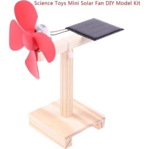 DIY Science Toy Mini Solar Fan DIY Model Kit Wooden Students Physics Educational Toys for Baby Kids