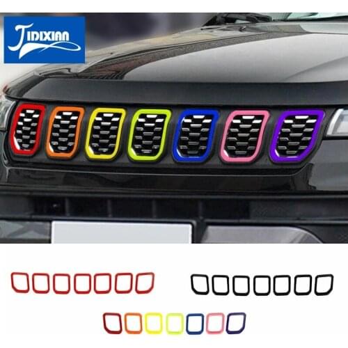JIDIXIAN Racing Grills ABS Car Front Grille Cover Decoration Stickers for Jeep Compass 2021 2022 Car Accessories