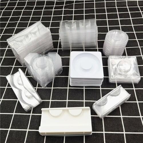 Mink lashes holder clear lash trays plastic eyelash tray for eyelash packaging box square case bulk vendors