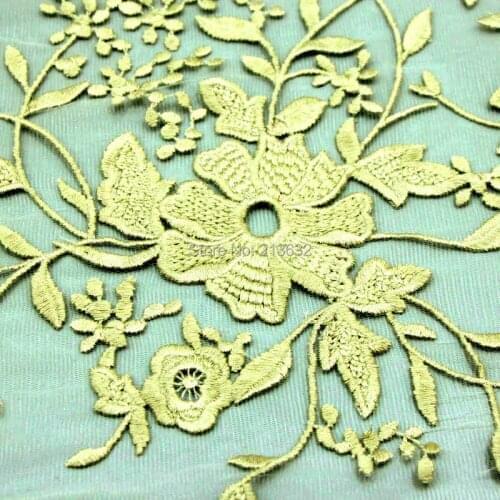 D po75 New lace organza voile milk silk flower shaped flat embroidery embroidery fabric textile fabrics electronic Best new gold