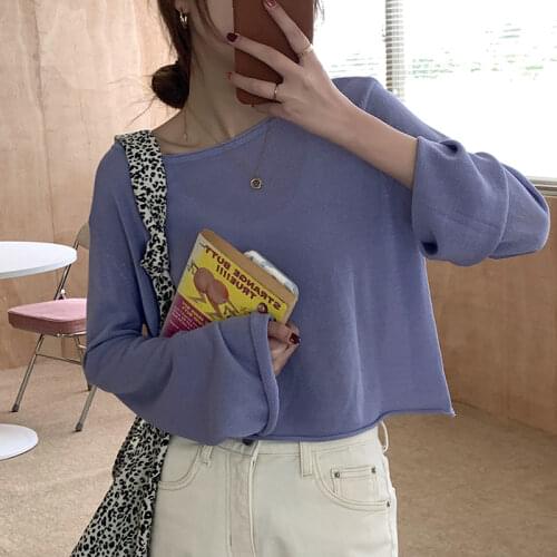 Cropped Tops Knitted Spring Summer Sweater Women 2021 One Size