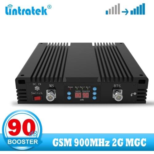 Lintratek 90dB high Gain GSM 900 Signal booster 2G GSM 900mhz repeater booster Voice and call ALC MGC Cellular amplifier 33F 2W
