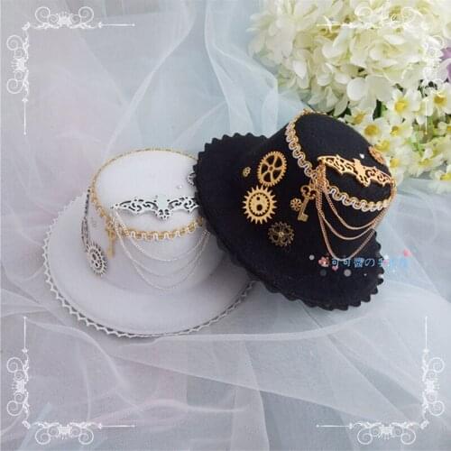 Lolita Vintage vapour Gothic manual gear gay men to restore ancient ways British gentleman homburg diffuse fair hair hat Props