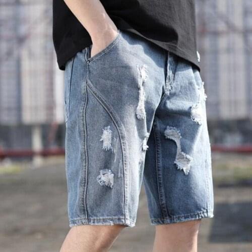 Mens Jeans Shorts Men Cotton Hip Hop Streetwear Denim Short Jean For Man male pants Jeans Blue
