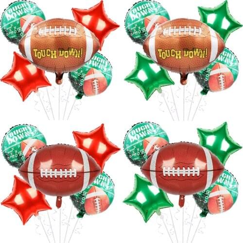 5pcs RugbyBall Foil Balloon Set Baby Shower Rugby Soccer Helium Globos Sports Theme Birthday Party Decoration Boys Toy Gift Ball