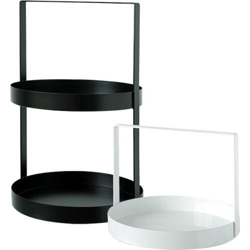 Nordic Style Desktop Storage Rack Iron Double Racks Round Basket Toilet Cosmetics Rack