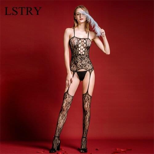 New Sexy Women Net Skirt Whole Body Hollow Out Fishnet Elasticity Mini Dress Lingerie Plus Size Nightwear Crotchless Bodysocks