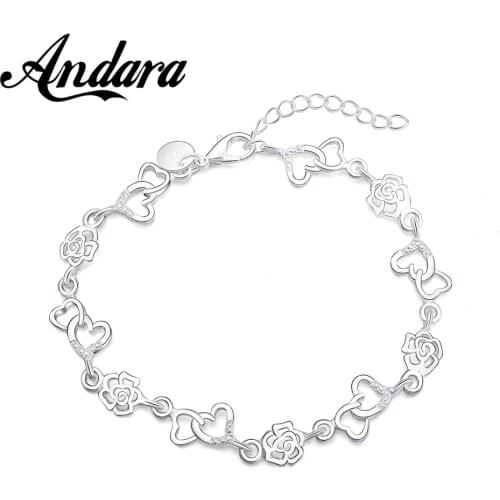 New 925 Silver Bracelet Heart Bracelet Mens & Womens Jewelry Gift
