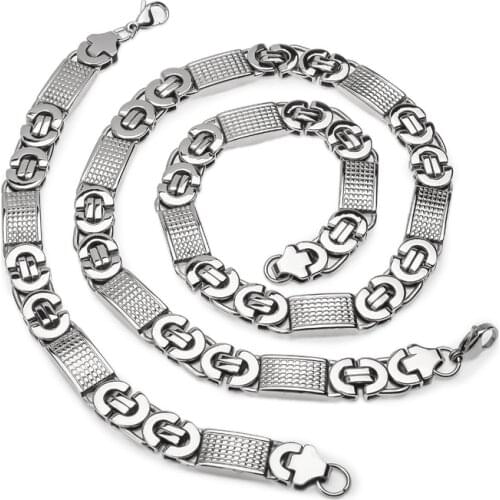 Mens jewelry Necklace Party Set Jewelry Wholesale Stainless Steel Jewelry Necklace Bracelet Set For Men big mens jewelry