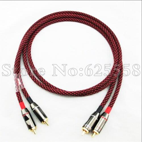 Pair(2pcs) Hifi audio L-4E6S Star Quad High End HIFI RCA Audio Cables 7in-33ft