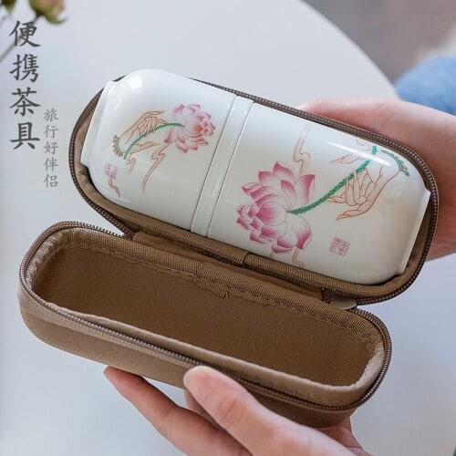 Portable Quick Cup One Pot Two Cups Chinese Ceramic Travel Kung Fu Tea Set Brewing Teapot Tea Cup