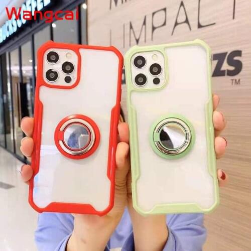 Transparent Acrylic Cover For Samsung Galaxy A22 A82 A42 A32 A52 A72 A12 5G F62 M62 A02S A02 M020 Case Ring Holder Stand Cover